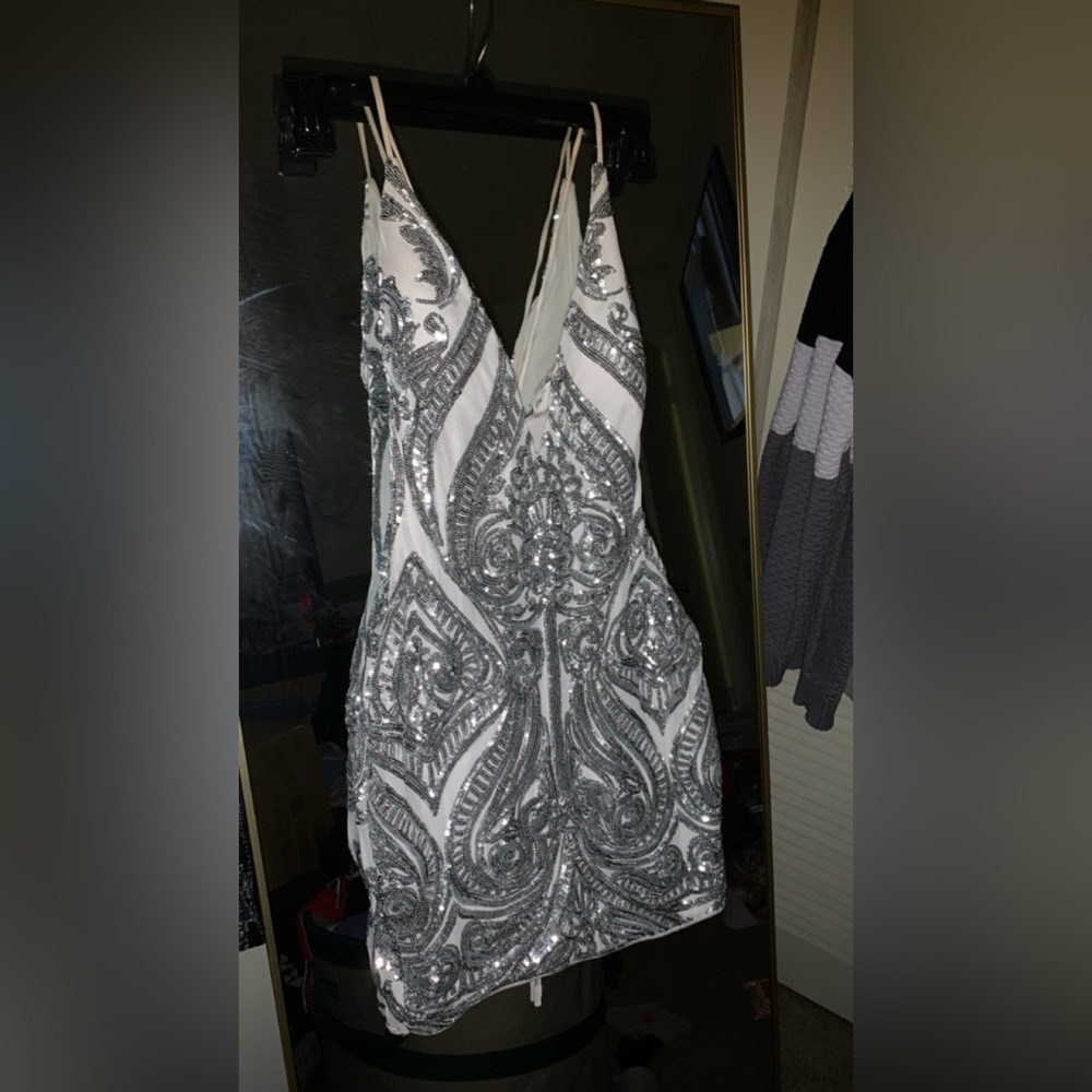 Windsor sequin stunning white mini dress